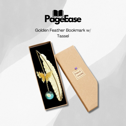 Golden Feather Bookmark w/ Tassel