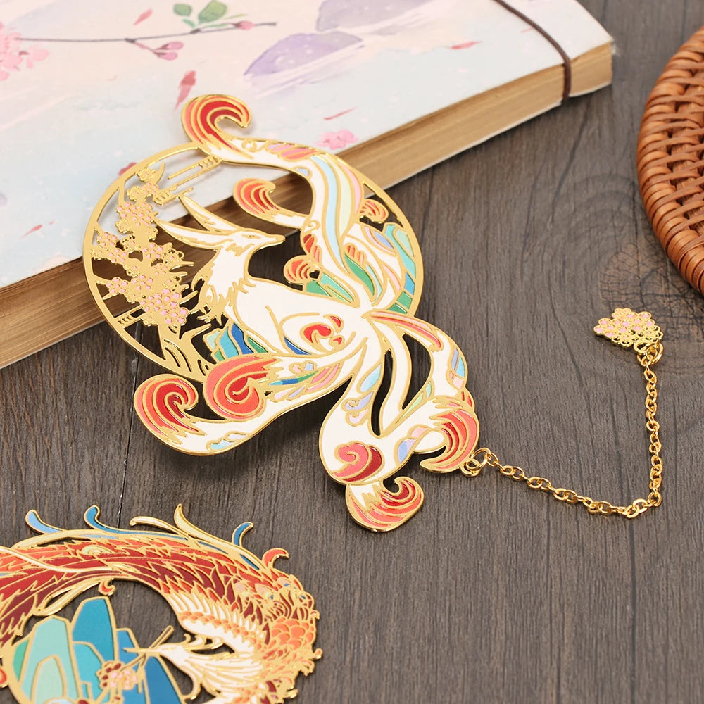 Chinese Style Brass Bookmark with Tassel