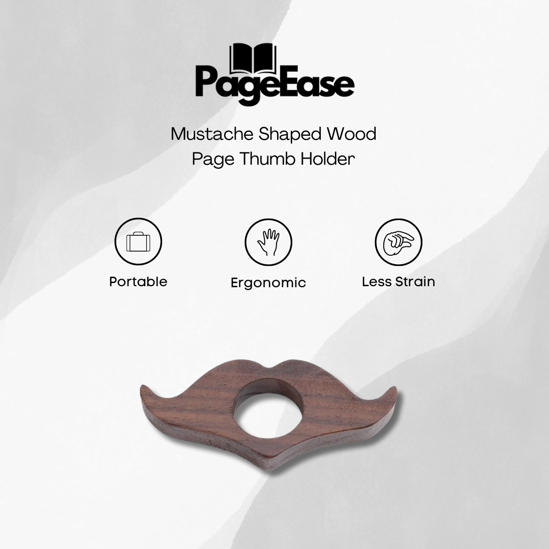 PageEase™ - Mustache Shaped Wood Page Buddy