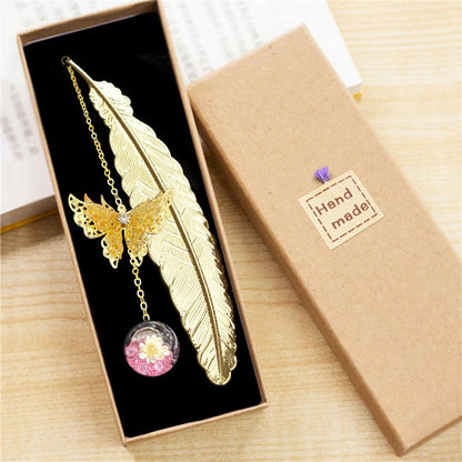 Golden Feather Bookmark w/ Tassel