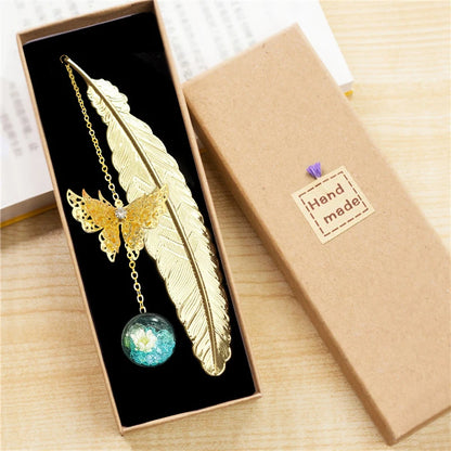 Golden Feather Bookmark w/ Tassel