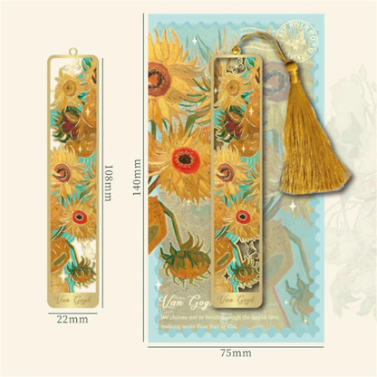 Chinese Style Metal Flower Bookmark w/ Tassel