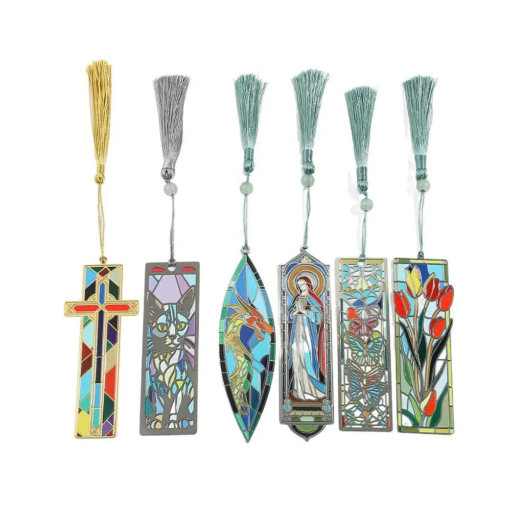 Metal Oil Painting Styled Bookmark w/ Tassel